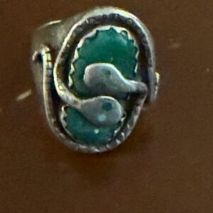 Effie Zuni Style Sterling Silver Turquoise Artisan Statement Ring